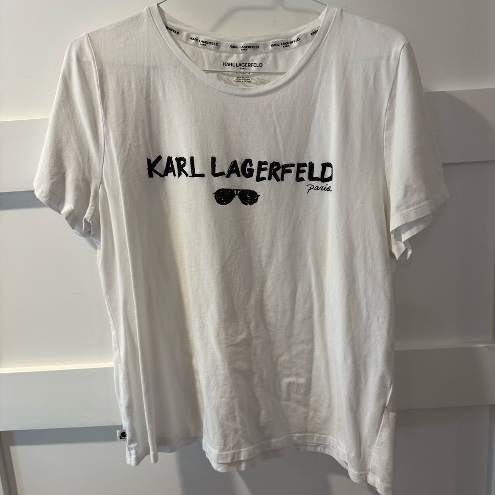 Karl Lagerfeld White Tee with Black Logo